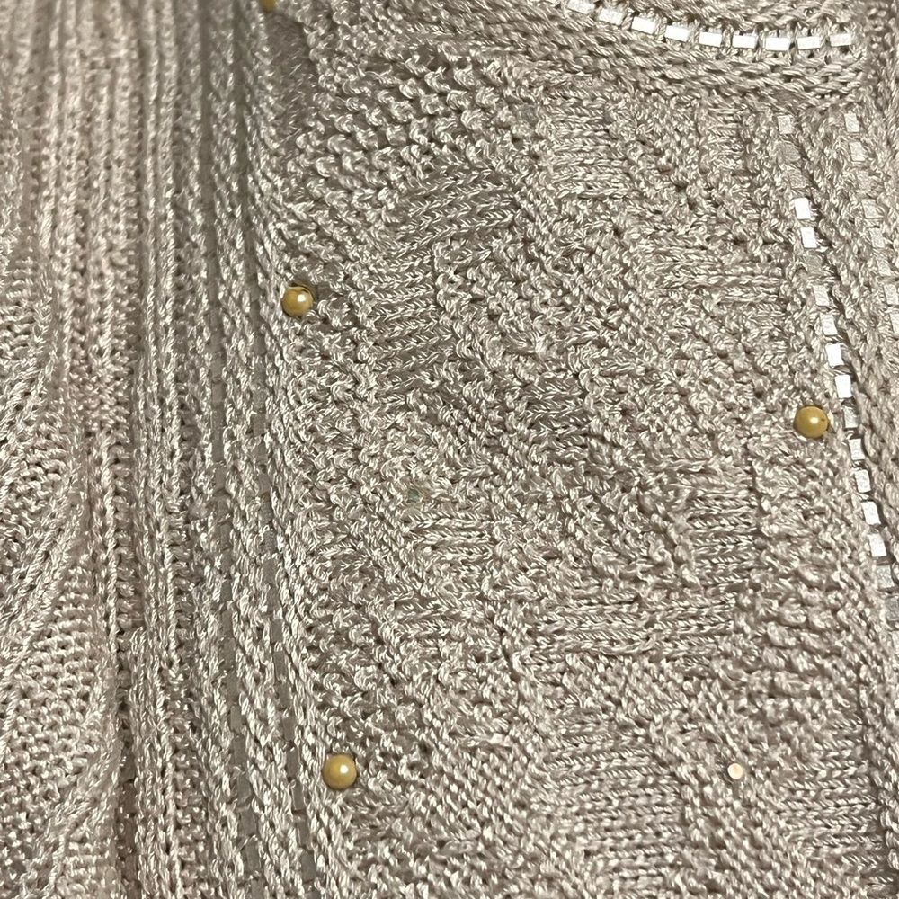 ST. JOHN EVENING Beige Cardigan Wool Blend Womens Size 8 - Picture 10 of 10